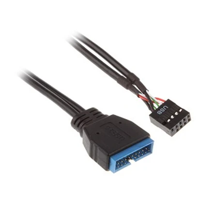 SilverStone sistemos laidas Vidinis 19 kontaktų USB 3.0 į USB 2.0 adapterio laidas 8 kontaktų, 19 kontaktų, 0,1 m, Juodas