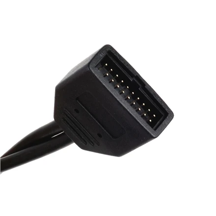 SilverStone sistemos laidas Vidinis 19 kontaktų USB 3.0 į USB 2.0 adapterio laidas 8 kontaktų, 19 kontaktų, 0,1 m, Juodas