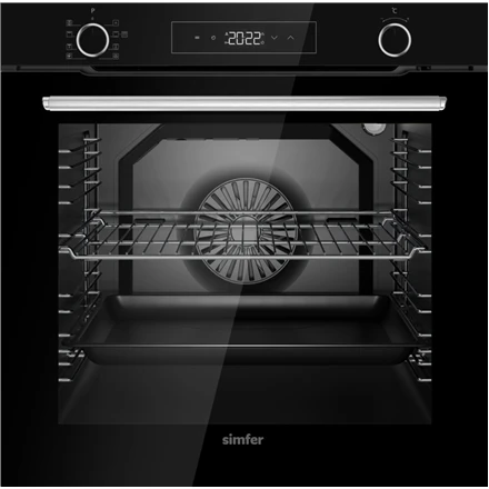 Simfer orkaitė | BI-81608P | 80 L | Daugiafunkcė | Pirolitinė | Elektroninė | Garų funkcija | Konvekcija | Aukštis 59,5 cm | Plotis 59,6 cm | Juoda