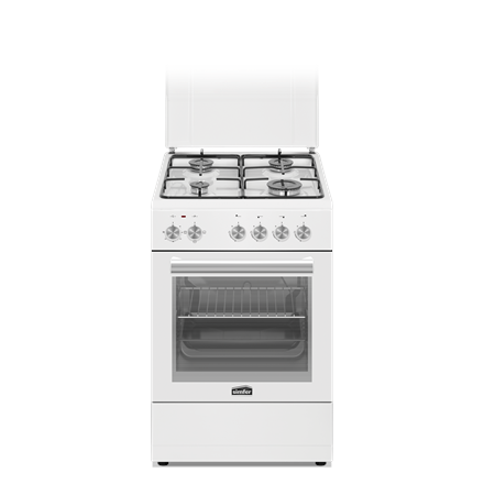 Simfer | Viryklė | 4403SERBB | Kaitlentės tipas Dujinis | Orkaitės tipas Elektrinis | Baltas | Plotis 50 cm | Elektroninis uždegimas | Gylis 55 cm | 48 L