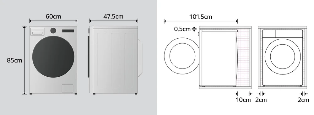 Skalbimo mašina LG F2X50S9TWB  9kg,  47.5cm, AI Direct Drive™, Counter-Depth MAX™