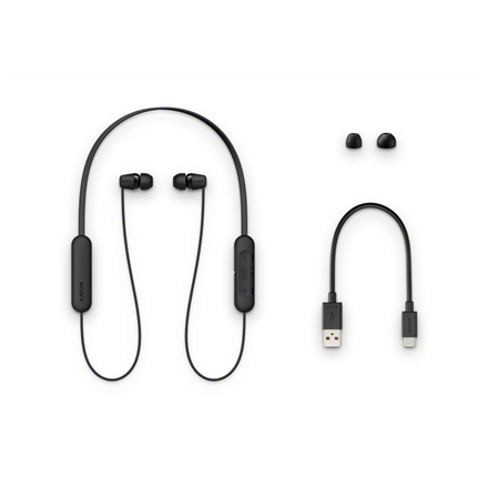 Belaidės į ausį įdedamos ausinės Sony WI-C200B, juodos