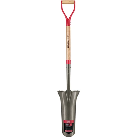 Kastuvas 40 cm su medine rankena 78 cm, plienine D formos rankena ir vidutinio dydžio laipteliais Truper®