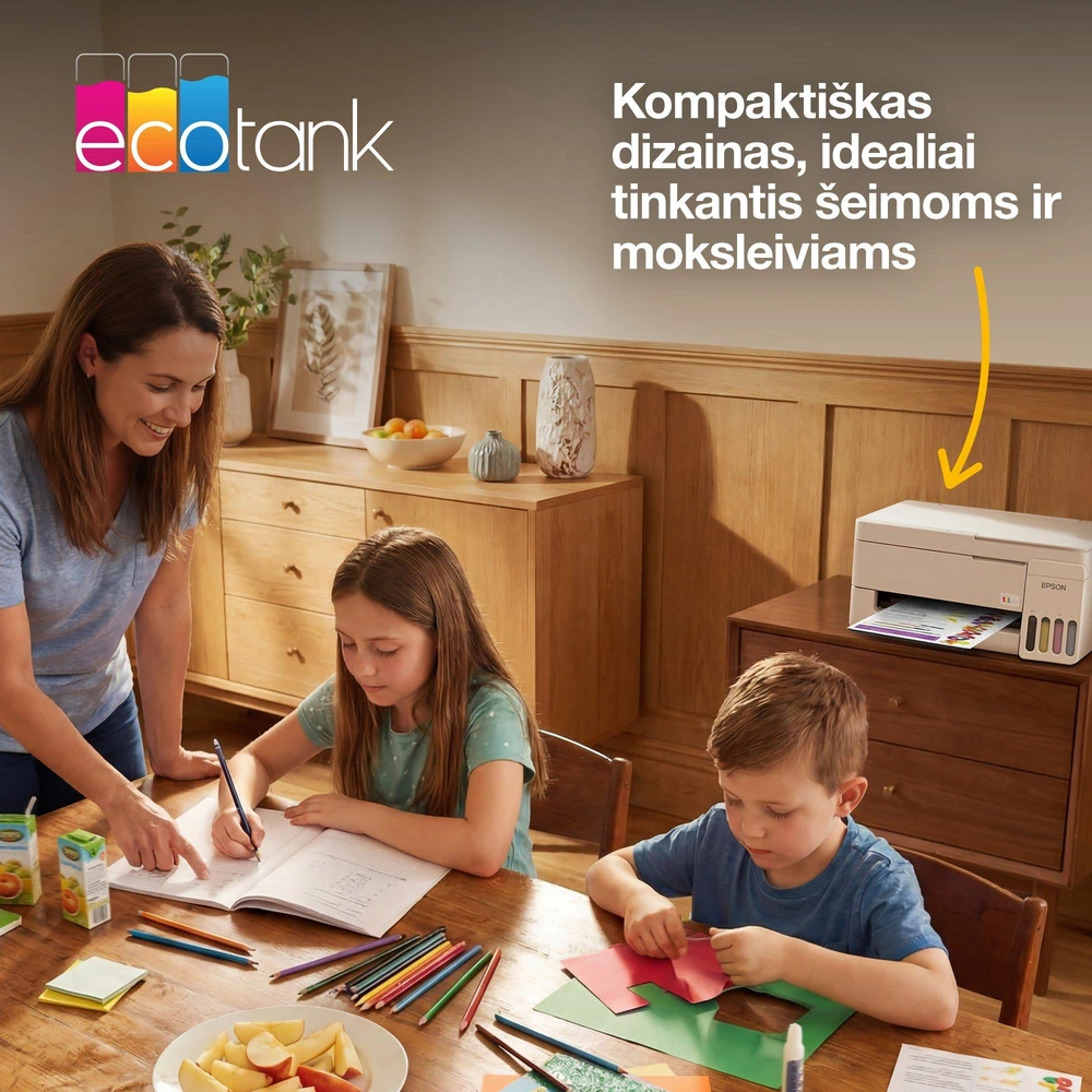 Daugiafunkcis rašalinis spausdintuvas Epson EcoTank L3356, A4, spalvotas, Wi-Fi, Wi-Fi Direct, AirPrint, baltas | C11CL62412
