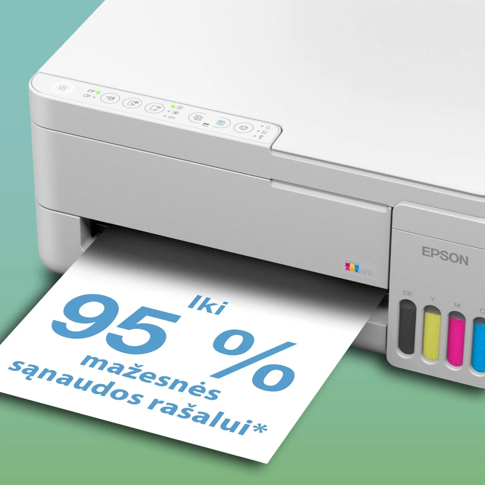 Daugiafunkcis rašalinis spausdintuvas Epson EcoTank L3356, A4, spalvotas, Wi-Fi, Wi-Fi Direct, AirPrint, baltas | C11CL62412