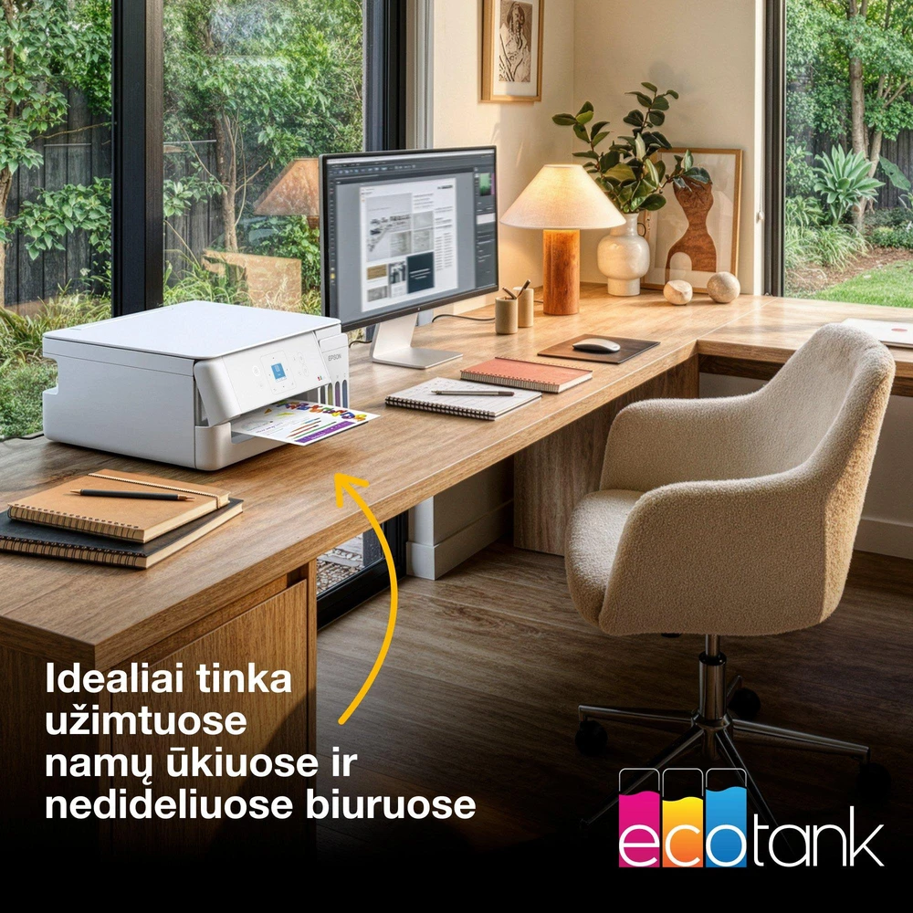 Daugiafunkcis rašalinis spausdintuvas Epson EcoTank L3366, A4, spalvotas, Wi-Fi, Wi-Fi Direct, AirPrint, LCD ekranas, baltas | C11CL63411