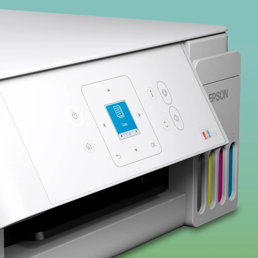 Daugiafunkcis rašalinis spausdintuvas Epson EcoTank L3366, A4, spalvotas, Wi-Fi, Wi-Fi Direct, AirPrint, LCD ekranas, baltas | C11CL63411