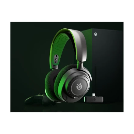 Belaidės ausinės su mikrofonu SteelSeries Arctis Nova 7X Over-Ear, Juodos/Žalios spalvos