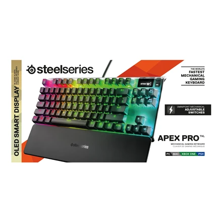 Belaidė žaidimų klaviatūra SteelSeries Apex Pro TKL 2023, su RGB LED pašvietimu, US išdėstymas (64865)