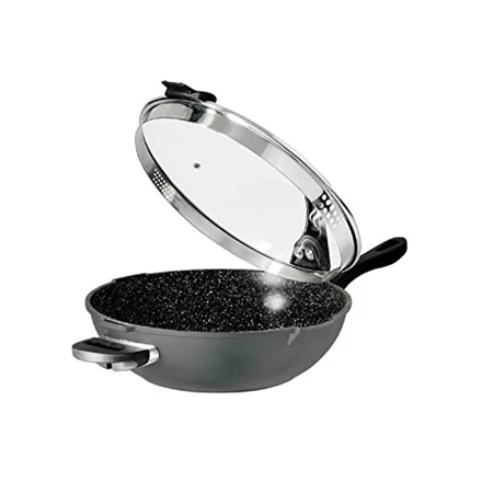 Stoneline Future pan 14868 Wok, Diameter 32 cm, Suitable for induction hob, Lid included, Fixed handle, Anthracite