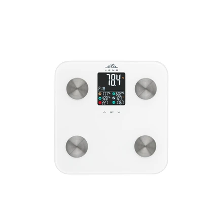 ETA asmeninės svarstyklės | ETA378190000 Lena | Maksimalus svoris (keliamoji galia) 180 kg | Tikslumas 100 g | Kūno masės indekso (KMI) matavimas | Baltas