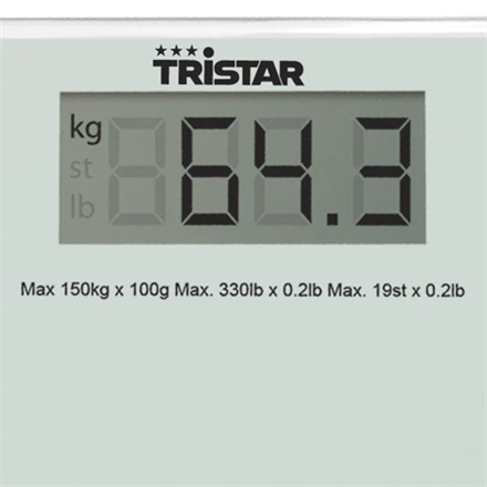 Tristar | Vonios svarstyklės | WG-2419 | Didžiausias svoris (keliamoji galia) 150 kg | Tikslumas 100 g | Baltas