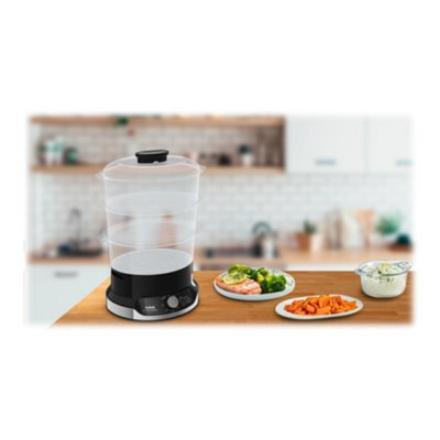 Garų puodas TEFAL | Maisto garintuvas | VC204810 Ultracompact | Juodas | 800 W | Talpa 9 l | Krepšelių skaičius 3