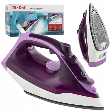TEFAL FV2836E0 | Garų lygintuvas | 2400 W | Vanduo tank capacity 270 ml | Continuous steam 35 g/min | Steam boost performance 165 g/min | Violetinė/Baltas