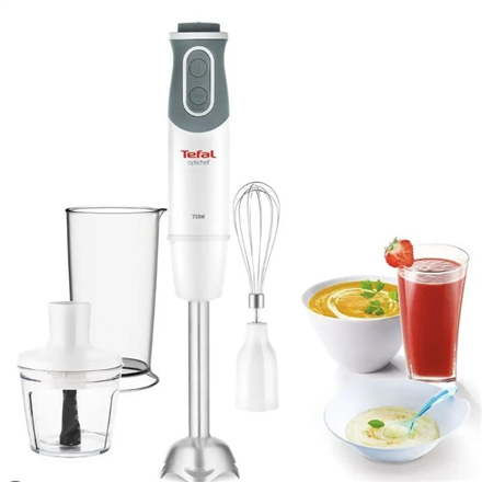 Plakiklis TEFAL | Maišytuvas | Optichef 3-in-1 HB643138 | Hand Maišytuvas | 800 W | Greičių skaičius 20 | Turbo mode | Chopper | Baltas/Pilkas
