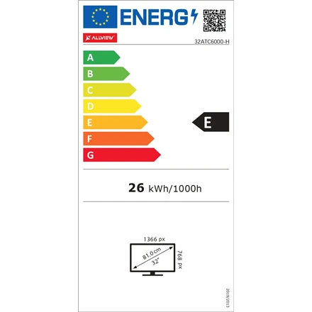 „Allview 32ATC6000-H“ 32 colių (81 cm) HD Ready LED televizorius | „Allview“ | 32ATC6000-H | 32 colių (81 cm) | N/A | HD | Juodas