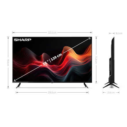 Televizorius Sharp 55GL4060E | 55" | Smart TV | 4K Ultra HD HDR10 | Juodas