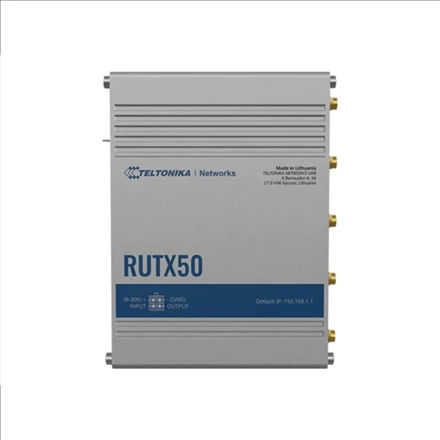 Teltonika | PRAMONINIS 5G MARŠRUTIZATORIUS | RUTX50 | 802.11ac | 867 Mbps | 10/100/1000 Mbps Mbps | Ethernet LAN (RJ-45) jungtys 5 | Tinklo palaikymas: Taip | MU-MiMO: Taip | 5G | Antenos tipas: Vidinė