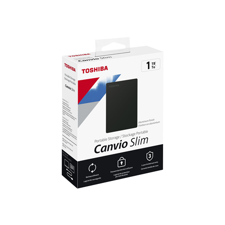 Kietasis diskas TOSHIBA Canvio Slim 1TB USB 3.2 Juodas