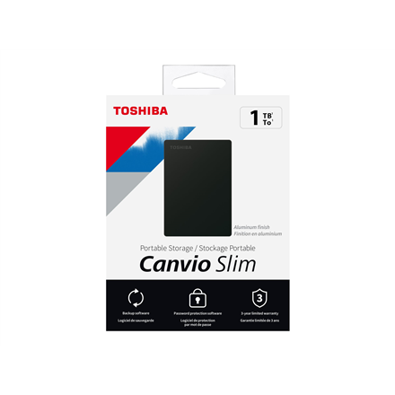 Kietasis diskas TOSHIBA Canvio Slim 1TB USB 3.2 Juodas