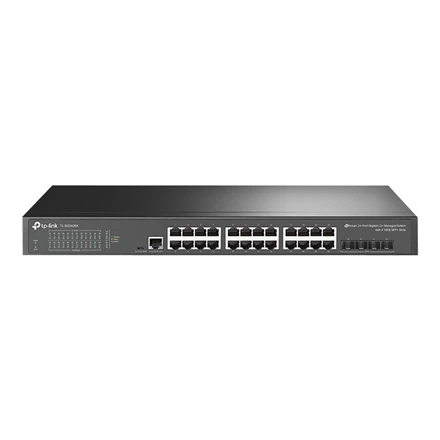 Šakotuvas TP-LINK | 24 prievadų 10/100/1000 Mbps stalinio kompiuterio tinklo jungiklis | SG3428X | Tvarkoma L2+ | Montuojamas ant stovo | SFP+ jungtys kiekis 4 | Maitinimo tipas Išorinis