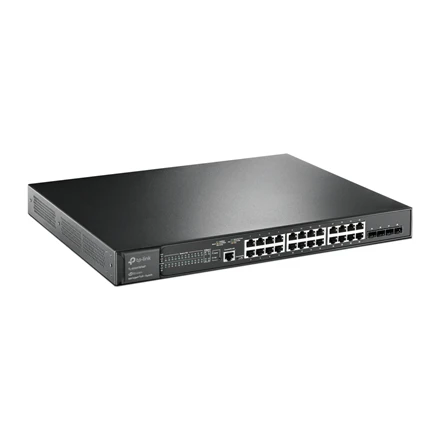 TP-LINK | 24 prievadų gigabito ir 4 prievadų 10GE SFP+ L2+ valdomas komutatorius su 24 prievadų PoE+ | TL-SG3428XMP JetStream | Valdomas L2+ | Montuojamas į lentyną