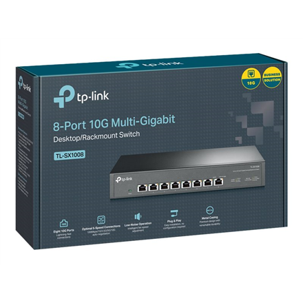 Šakotuvas TP-LINK | 8-Port 10G Switch | TL-SX1008 | Unmanaged | Desktop/Rackmountable | Power supply type External
