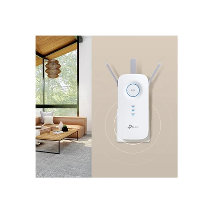 TP-LINK | AC1900 „Wi-Fi“ diapazono plėtiklis | RE550 | 802.11ac | 2GHz/5GHz | 600+1300 Mbit/s | 10/100/1000 Mbit/s | Ethernet LAN (RJ-45) jungtys: 1 | MU-MiMO: Ne | ne PoE | Antenos tipas: 3 išorinės