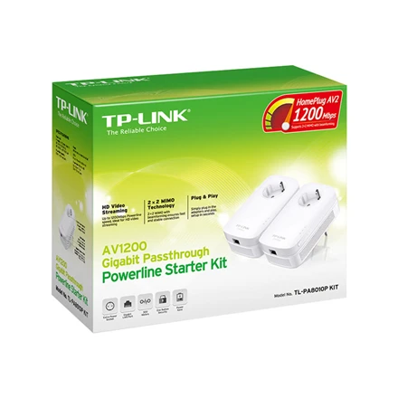 Maršrutizatorius TP-LINK | AV1300 Gigabit Passthrough Powerline Starter Kit | TL-PA8010P KIT | 1300 Mbit/s | Ethernet LAN (RJ-45) jungtys 1 | No Wi-Fi | Extra socket
