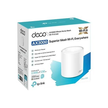 Belaidis maršrutizatorius P-Link Deco X50 Mesh WLAN Set (1 Pack), AX3000 Dual Band  & Repeater (Range iki 232 m², WPA3)/Mesh Suppor