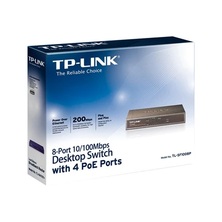 Šakotuvas TP-LINK | Switch | TL-SF1008P | Unmanaged | Desktop | 10/100 Mbps (RJ-45) jungtys quantity 8 | Power over Ethernet (PoE) jungtys quantity 4 | Power supply type External
