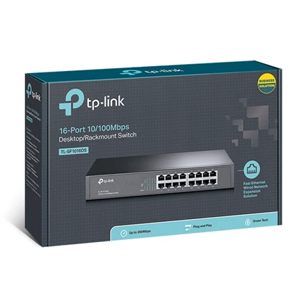 Šakotuvas TP-LINK | Switch | TL-SF1016DS | Unmanaged | Desktop/Rackmountable | 10/100 Mbps (RJ-45) jungtys quantity 16 | Power supply type External