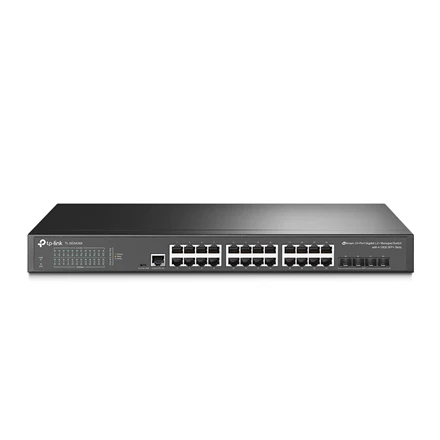 Šakotuvas TP-LINK | 24 prievadų 10/100/1000 Mbps stalinio kompiuterio tinklo jungiklis | SG3428X | Tvarkoma L2+ | Montuojamas ant stovo | SFP+ jungtys kiekis 4 | Maitinimo tipas Išorinis