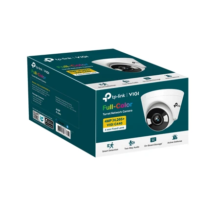 TP-LINK | VIGI 4MP visų spalvų bokštelio tinklo kamera | VIGI C440 | Kupolas | 4 MP | 2,8 mm | H.265+/H.265/H.264+/H.264 | MicroSD