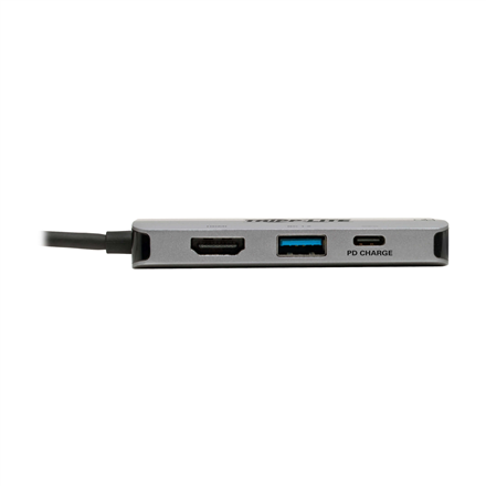 Tripp Lite USB-C dokas U444-06N-H4GUSC Vienvietis Ekranas/1xHDMI/iki 1x4K/1xUSB 3.2/RJ45/palaikymas PD 100W/Sidabrinis/Maitinimo šaltinis neįtrauktas