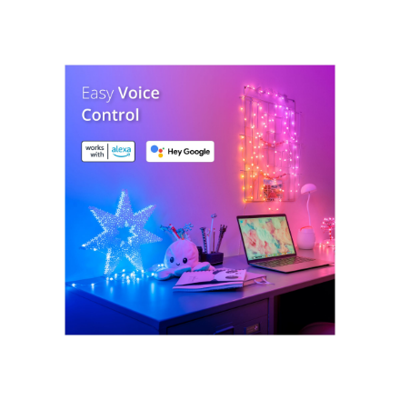 Lubinis šviestuvas „Twinkly Candies“ 100 perlų formos RGB šviesos diodų, skaidrus laidas, USB-C