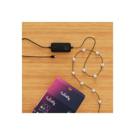 Kalėdinė girlianda Twinkly Heart - Shaped 200 RGB LED USB- C, žalios spalvos laidas