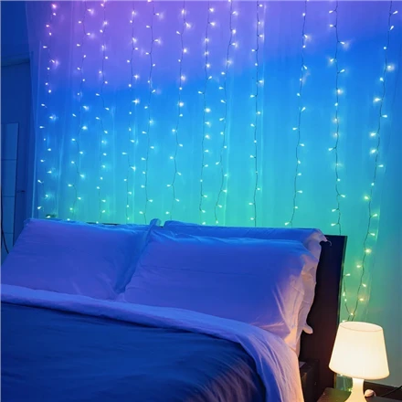 Kalėdinė išmanioji lempučių girlianda Twinkly Curtain 210L 5mm RGBW, užuolaidos, daugiaspalvės