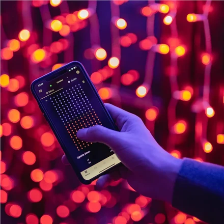 Kalėdinė išmanioji lempučių girlianda Twinkly Curtain 210L 5mm RGBW, užuolaidos, daugiaspalvės