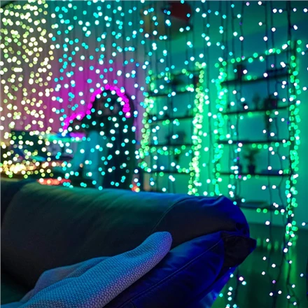 Kalėdinė išmanioji lempučių girlianda Twinkly Curtain 210L 5mm RGBW, užuolaidos, daugiaspalvės