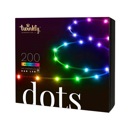 „Twinkly Dots“ išmaniosios LED lemputės, 60 RGB (daugiaspalvės), maitinamos USB, 3 m, skaidrios RGB – 16 mln.+ spalvų