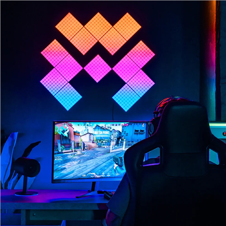 Išmaniosios LED plokštės Twinkly Squares (1 pagrindinė plokštė + 5 prailginimai) RGB, daugiaspalvės