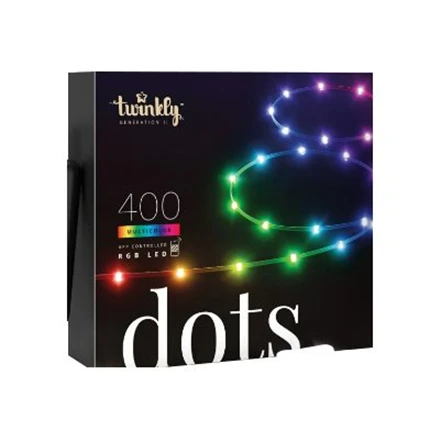 Lubinis šviestuvas „Twinkly Dots“ išmaniosios LED lemputės, 400 RGB (daugiaspalvės), 20 m, permatomas RGB laidas, 16 mln.+ spalvų
