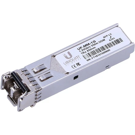 Šakotuvas Ubiquiti | UF-MM-1G | SFP | Multi-Mode Fiber | Dvigubas LC | 10/100/1000 Mbit/s | Bangos ilgis 850 nm | Maksimalus perdavimo atstumas 550 m | 0 iki +70C