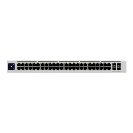 Šakotuvas UBIQUITI USW-PRO-48-POE UniFi komutatorius, 48 x 600 W, 48 gigabito RJ45 prievadai, 4 SFP+ prievadai, PoE++