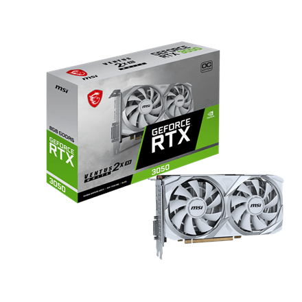 Vaizdo plokštė MSI NVIDIA GeForce RTX 3050, 8 GB, GDDR6, 128 bit, Balta