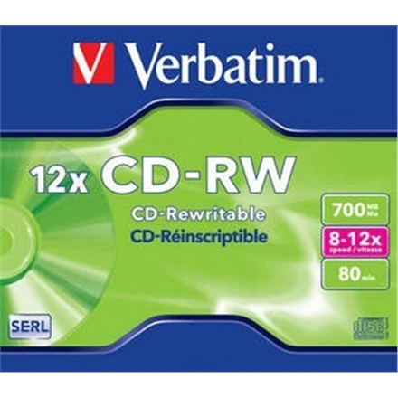 Verbatim CD-RW 80/700MB 12X SCRATCH RESISTANT jewel box - 43148