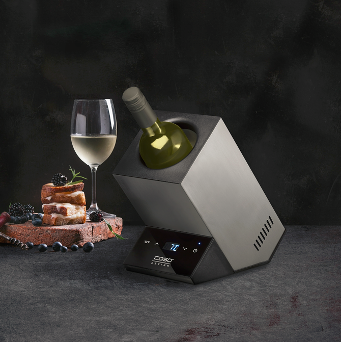 Vieno butelio vyno šaldytuvas Caso WineCase One, Pilkos spalvos