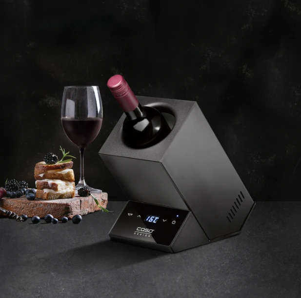 Vieno butelio vyno šaldytuvas Caso WineCase One, Juodos spalvos