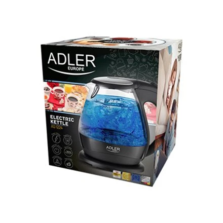 Adler | Virdulys | AD 1224 | Standard | 2000 W | 1.5 L | Glass | 360° rotational base | Juodas